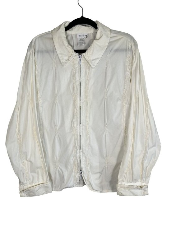 Coldwater Creek Jackets & Blazers - Coldwater Creek Neutral Embroidery Jacket Cream 2X Boho Indie Classic Chic Artsy